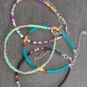 Rice Beads Anklet Set Boho Style Ankle Bracelet